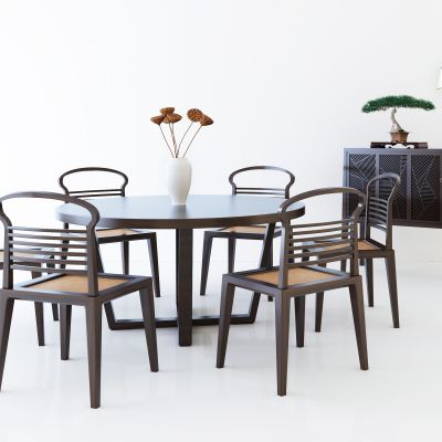 新中式餐桌椅组合 餐边柜