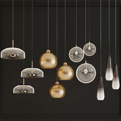现代吊灯组合 客厅 卧室 水吧台 楼梯 酒吧 金属玻璃 吊灯