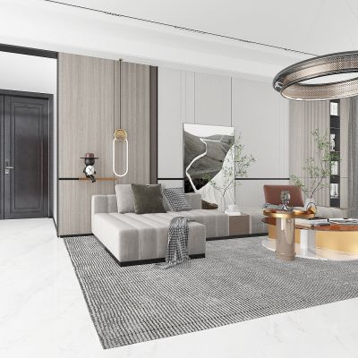 现代轻奢客厅沙发背景墙