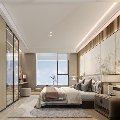 现代卧室床具组合