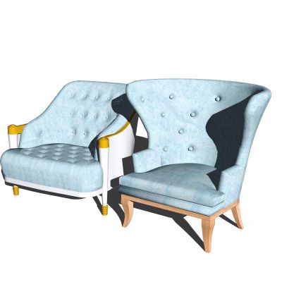 欧式单人沙发 懒人沙发 椅子 沙发SU模型