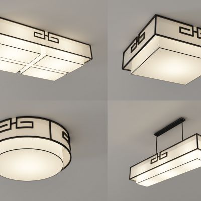 新中式吸顶灯吊灯组合