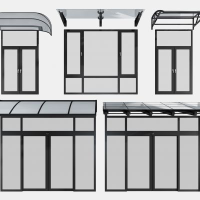 现代钢化玻璃遮阳棚雨棚组合