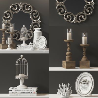 现代装饰品 镜子 烛台
