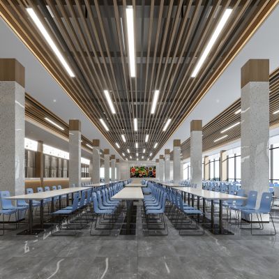 现代员工食堂3D模型