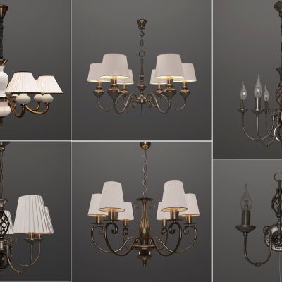 美式法式欧式金属铁艺吊灯壁灯组合