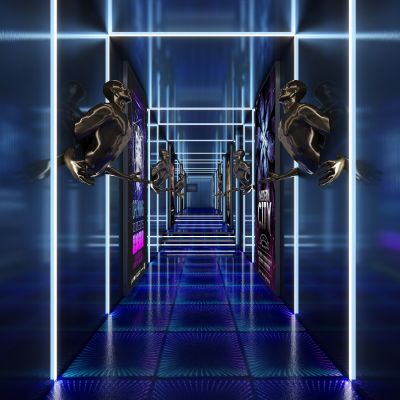 现代科技酒吧KTV过道