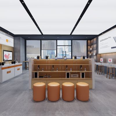 现代苹果手机电脑耳麦数码产品专卖店展柜展台3D模型