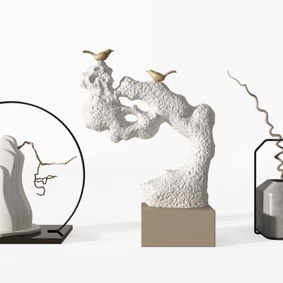 新中式假山端景摆件组合