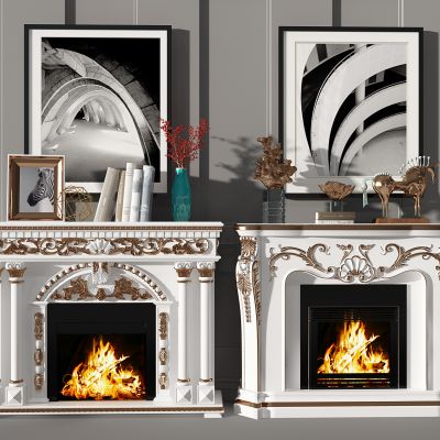 欧式法式雕花壁炉