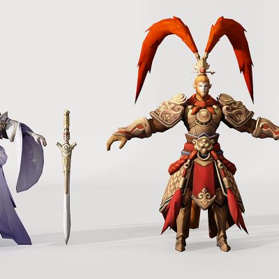 现代游戏人物角色孙悟空宝剑