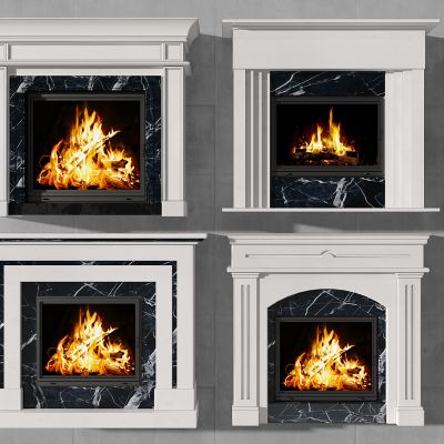 欧式大理石壁炉摆件组合