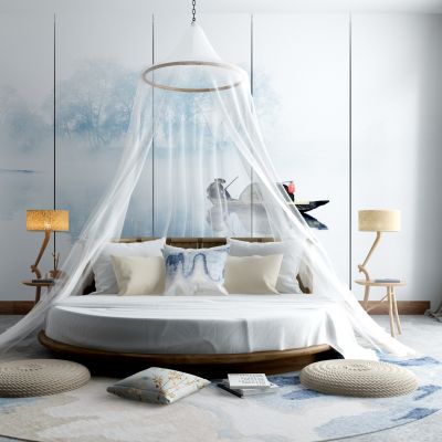 现代圆形床3D模型