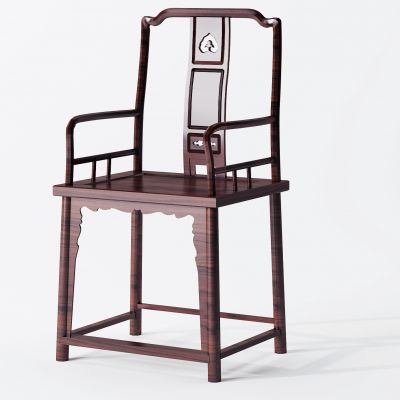 中式古典实木红木椅子3D模型