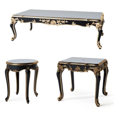 现代法式雕花茶几边几组合