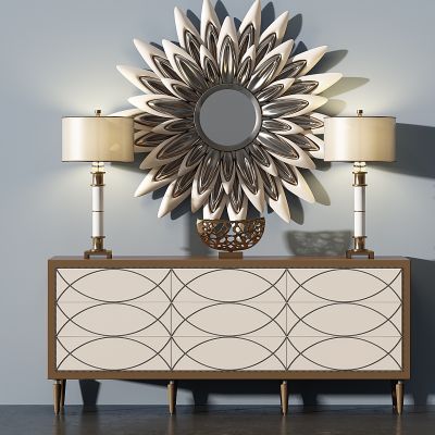 欧式法式玄关柜装饰柜边柜镜子台灯