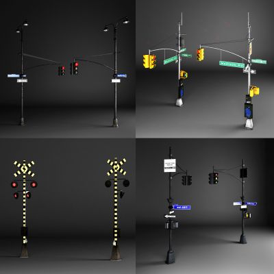 现代道路信号灯交通指示牌