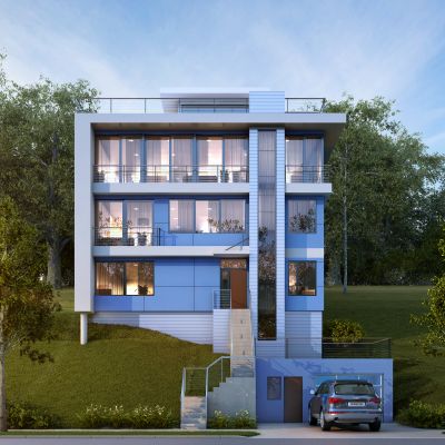 现代乡村别墅树景观配景