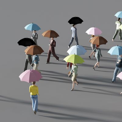 现代打伞人物人群女人