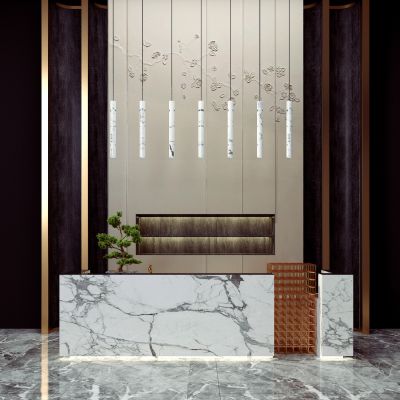 新中式接待台3D模型