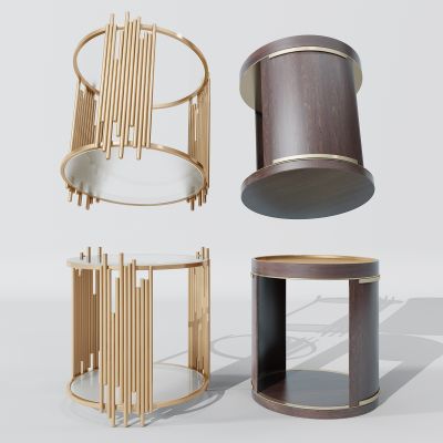 现代轻奢金属边几灯几圆几