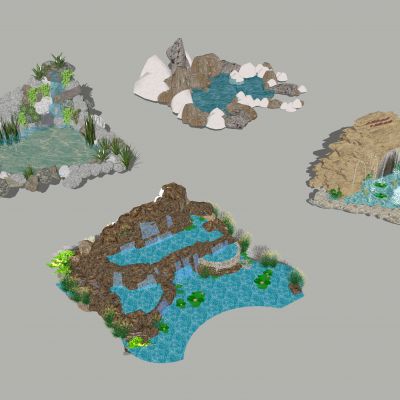 中式假山 庭院小品 水景