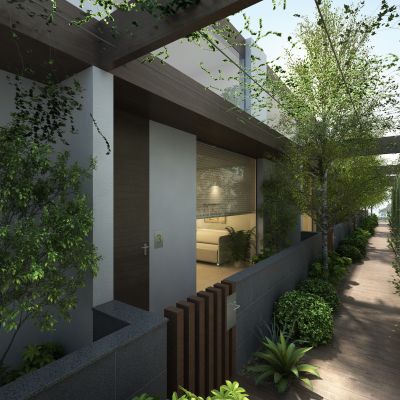 现代别墅树藤蔓植物灌木