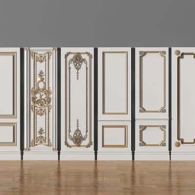 欧式法式雕花护墙板石膏线3D模型