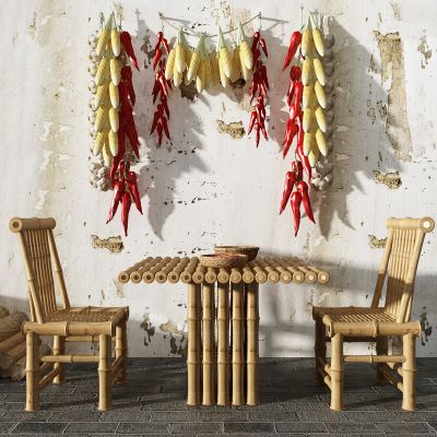 中式农家院民俗民宿农具组合