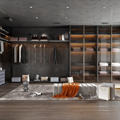 现代高级黑衣帽间