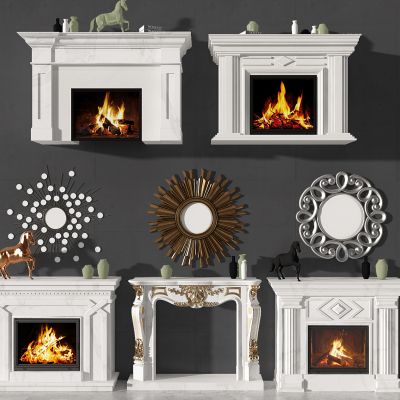 欧式法式壁炉组合