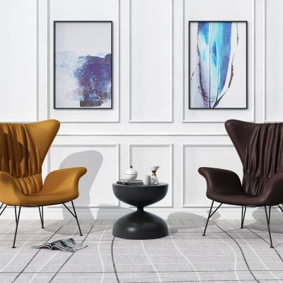 现代休闲椅单椅角几组合