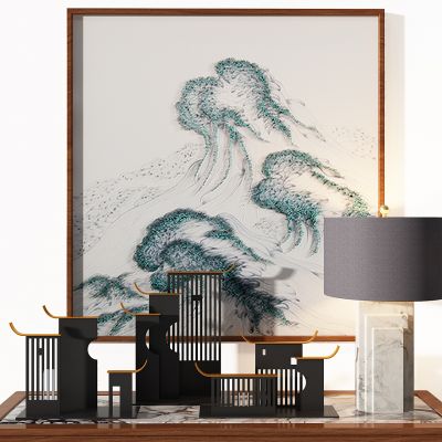 新中式徽派建筑装铁艺饰品台灯摆件