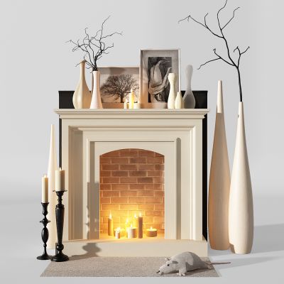 欧式壁炉花瓶摆件老鼠玩具