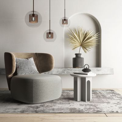 北欧单人沙发组合3D模型