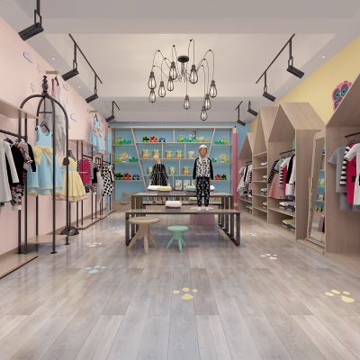 现代童服装专卖店展架衣架衣服