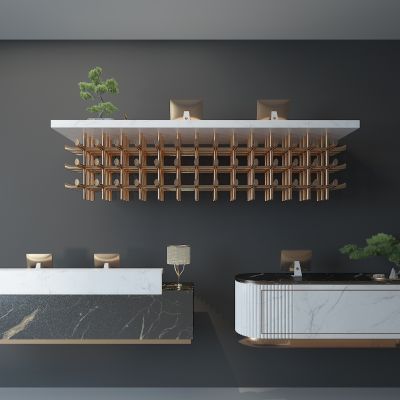 新中式前台接待台