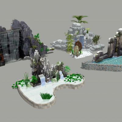 新中式假山 水景 景观小品