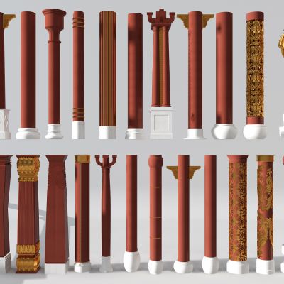 中式古典雕花龙凤浮雕斗拱角花柱子盘龙柱子