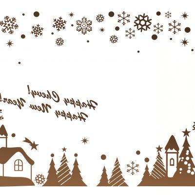 现代圣诞节日雪花剪影镂空图案墙绘