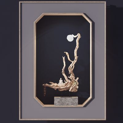 新中式端景画根雕摆件