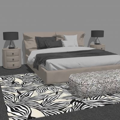 现代双人床组合