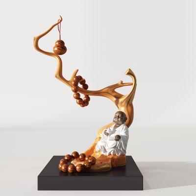 新中式禅意饰品根雕佛像手串佛珠摆件