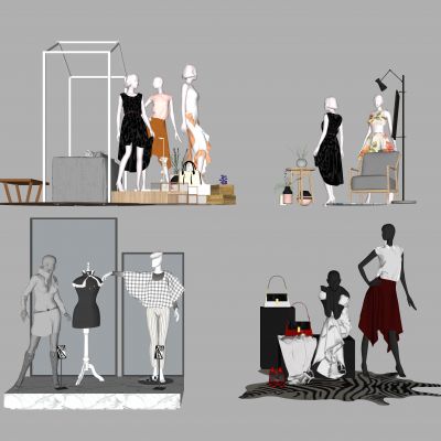 现代衣架 置物架 装饰柜架