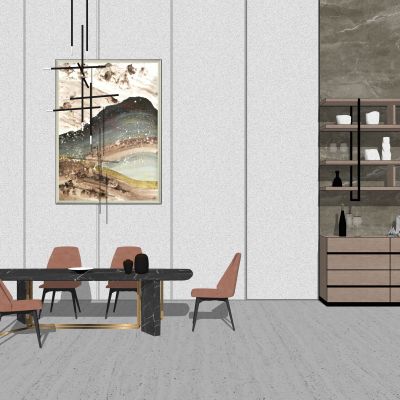 现代轻奢餐桌椅 边柜