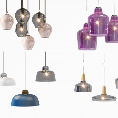 现代彩色玻璃小吊灯吊灯组合
