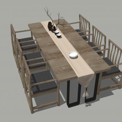 中式禅意餐桌椅组合