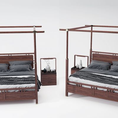 中式古典红木双人床