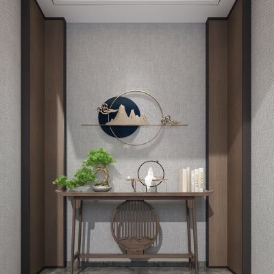 新中式实木端景台