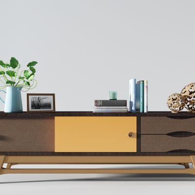 现代实木电视柜饰品摆件